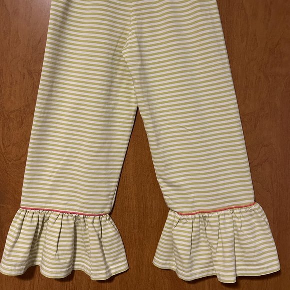 MATILDA JANE Sz 8 Lime Green and White Stripes with Button Ruffle Hems - Picture 6 of 9